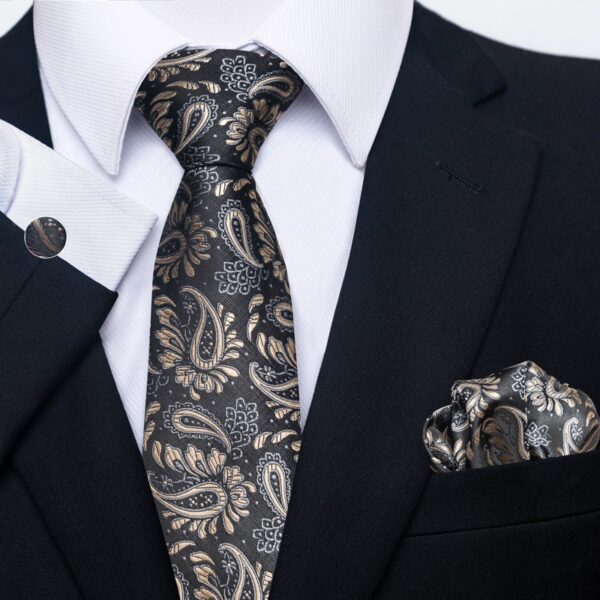 Patterned Necktie Hanky and Cufflinks Set - Image 16