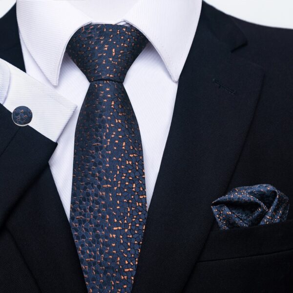 Patterned Necktie Hanky and Cufflinks Set - Image 49