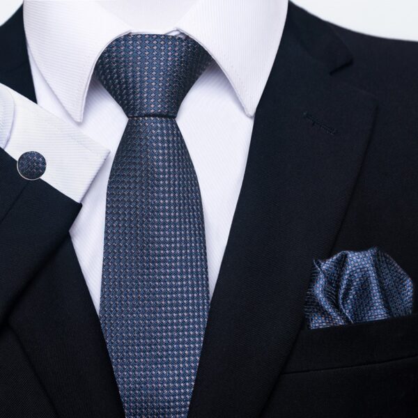 Patterned Necktie Hanky and Cufflinks Set - Image 55