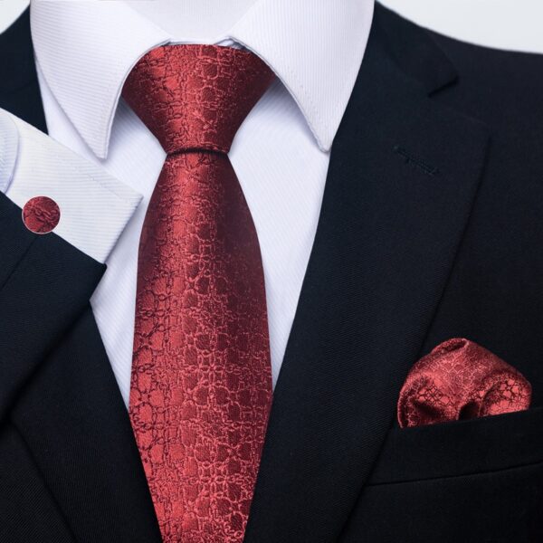 Patterned Necktie Hanky and Cufflinks Set - Image 36