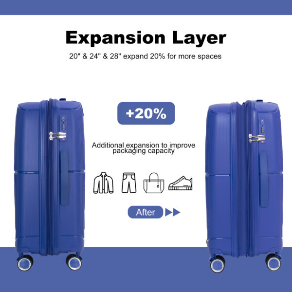 Expandable Lightweight Hard Shell Suitcase Set with Double Spinner Wheels - Image 22