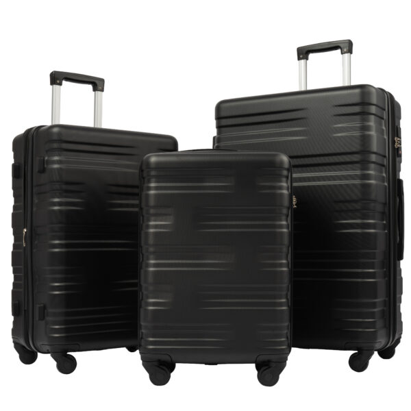 3 Pcs Black Hard Shell Luggage Set - Image 6