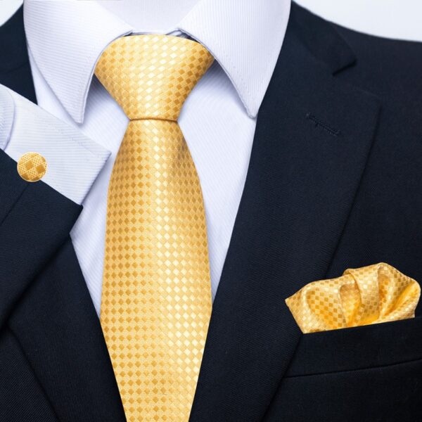 Patterned Necktie Hanky and Cufflinks Set - Image 34
