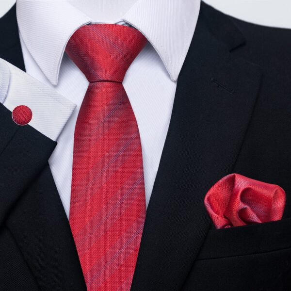 Patterned Necktie Hanky and Cufflinks Set - Image 37