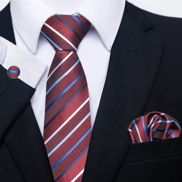 Patterned Necktie Hanky and Cufflinks Set - Image 35