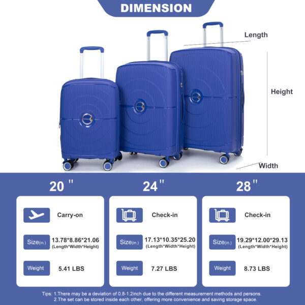 Expandable Lightweight Hard Shell Suitcase Set with Double Spinner Wheels - Image 17