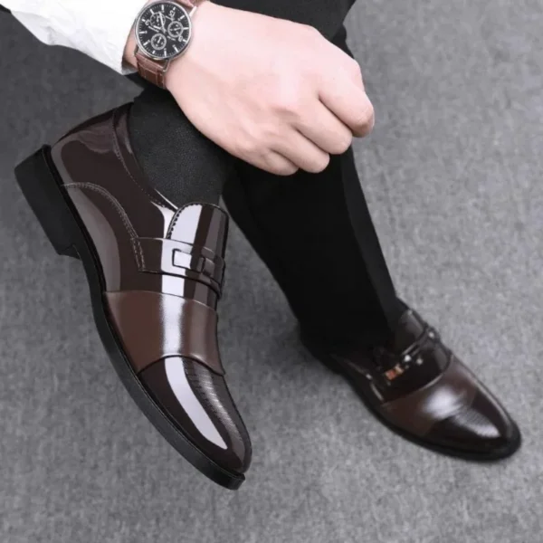 Leather Oxfords Pointy Dress Shoes - Image 4