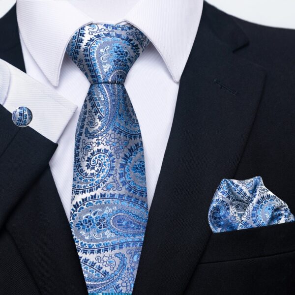 Patterned Necktie Hanky and Cufflinks Set - Image 12
