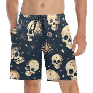Galaxy Skulls Men's Mid-Length Beach Shorts