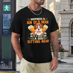 Happiness Is An Old Man With A Dog Men's T-shirt