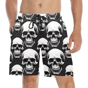 Large Skulls Men's Mid-Length Beach Shorts