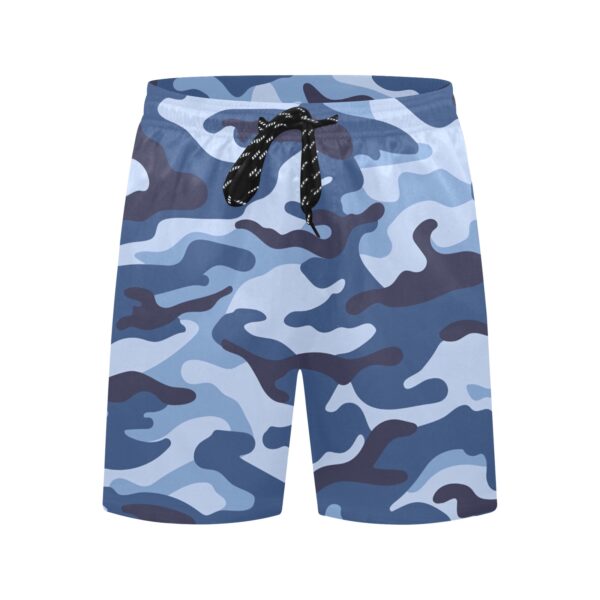 Blue Camo Men's Mid-Length Beach Shorts - Image 3