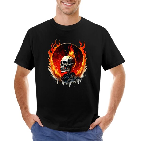 Flaming Skull Men's T-shirt - Image 3