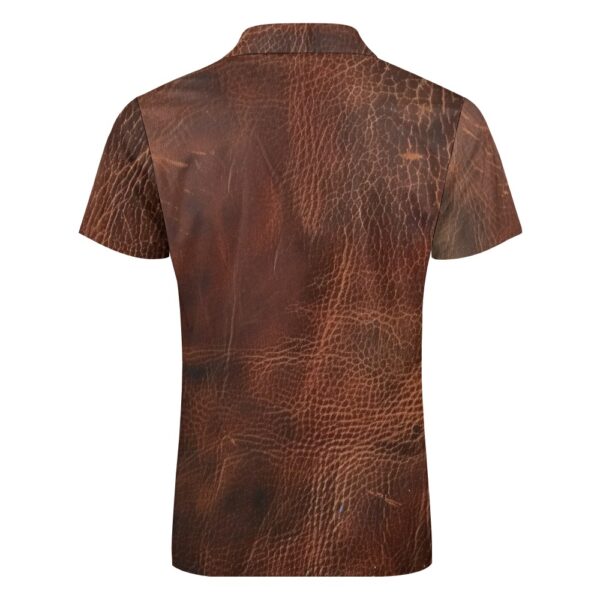 Leather Look Short Sleeve Polo Shirt - Image 4