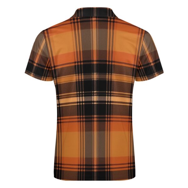 Orange Plaid Short Sleeve Polo Shirt - Image 4