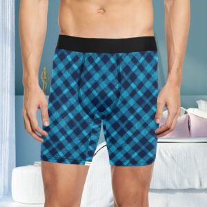 Blue Plaid Long Leg Boxer Briefs