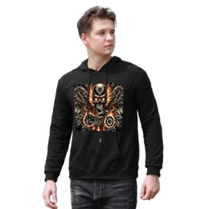 Skull with Wings Motorcycle Hooded Sweatshirt