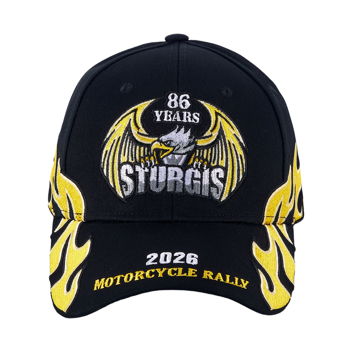 Sturgis 2026 Hat 86th Motorcycle Rally Cap Eagle & Flames Design Adjustable Biker
