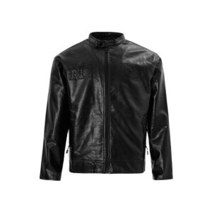 High Street Retro Heavy-duty Steel Stamp Motorcycle Leather Coat