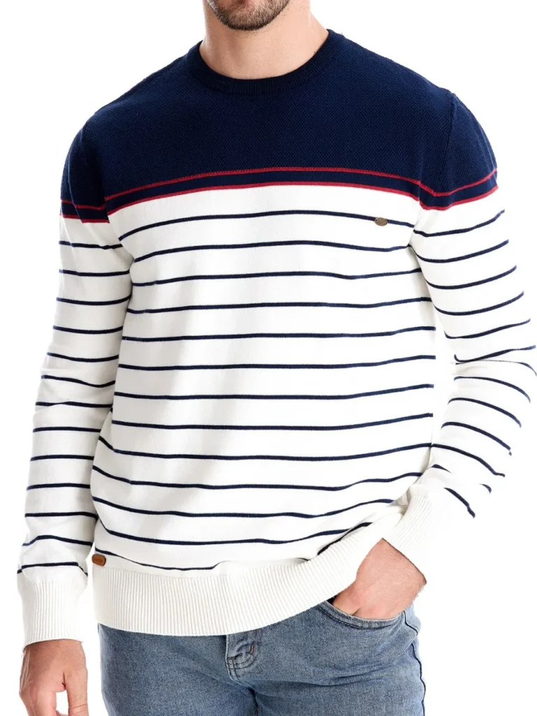 Striped Round Neck Long Sleeve Sweater